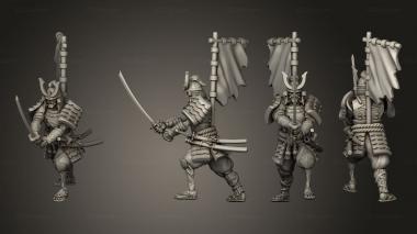 Military figurines Undead Samurai Attacking 3d model
