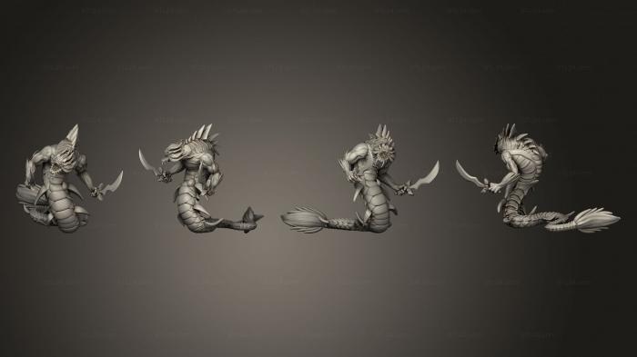 Military figurines (Underwater Mayhem Ocean Naga Swords, STKW_14150) 3D models for cnc