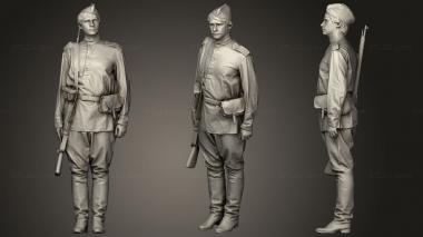 Military figurines man in soldier uniform sniper rifle 3d model