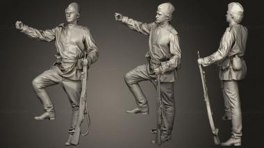 Military figurines man in soviet soldier with sniper rifle 3d model