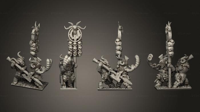 Military figurines (Wakes Emporium Greater Beastkin halberd Command Stand 1, STKW_14559) 3D models for cnc