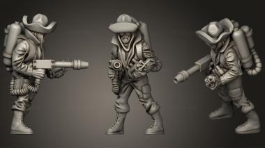 Military figurines man with firegun 3d model