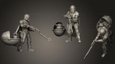 Military figurines Mandorian+baby yoda 3d model