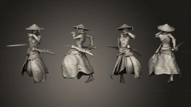Military figurines Warrior Monk Female Running 3d model