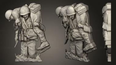 Military figurines Medic carry soldier 3d model