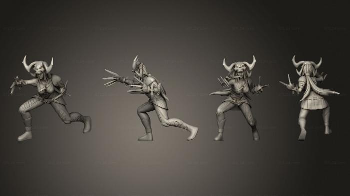 Military figurines (White Bone Huntress Attacking v 2, STKW_14809) 3D models for cnc