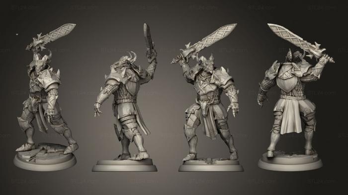 Military figurines (White wirewolf Dragonborn Knight 02, STKW_14880) 3D models for cnc