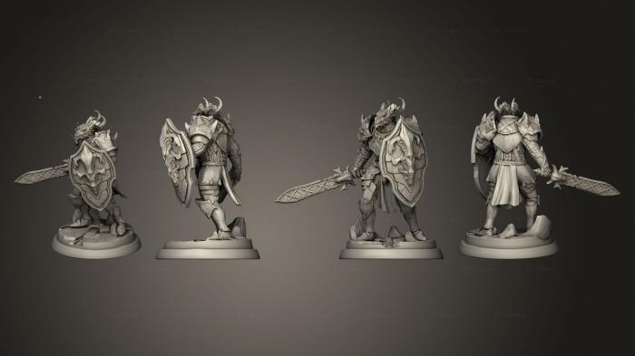 Military figurines (White wirewolf Dragonborn Knight 04, STKW_14882) 3D models for cnc