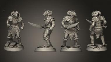 Military figurines White wirewolf Dragonborn warrior 01 3d model