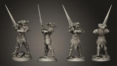 Military figurines White wirewolf Dragonborn warrior 02 3d model