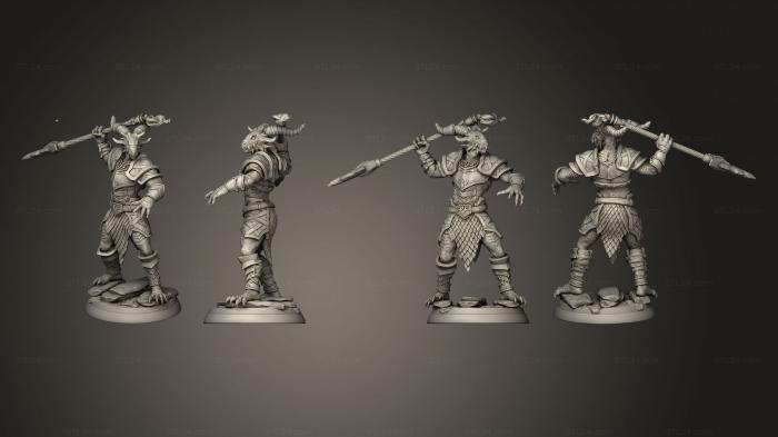 Military figurines (White wirewolf Dragonborn warrior 03, STKW_14887) 3D models for cnc