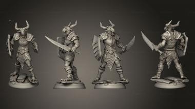 Military figurines White wirewolf Dragonborn warrior 04 3d model