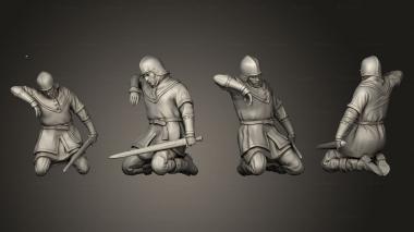 Military figurines White wirewolf Wounded human 01 3d model
