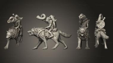 Military figurines Wolf Rider Goblin rider musician 3d model