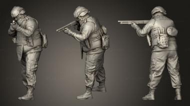 Military figurines modern soldier aiming with pumpshotgun 3d model