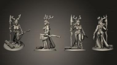 Military figurines Wood Elves Female Warlock 3d model
