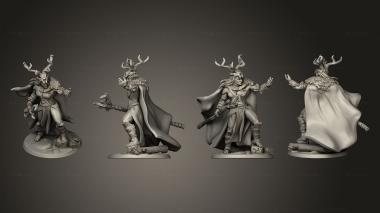 Military figurines Wood Elves Male Warlock 3d model