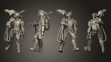 Military figurines Xenon Hacker with Cassawk bird 3d model