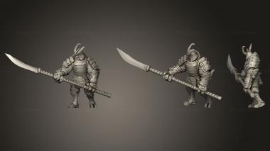 Military figurines Naginata pose1 3d model