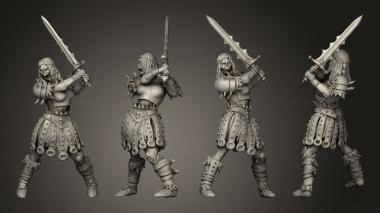 Military figurines Zombie Knight Female Attacking 3d model