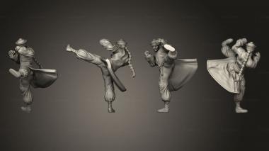Military figurines Zombie Kung Fu Monk Kick 3d model