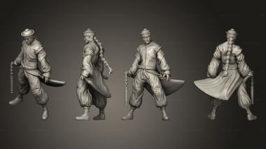 Military figurines Zombie Kung Fu Monk Nunchaku 3d model