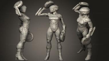 Military figurines SCI FI Miniature women soldier 3d model
