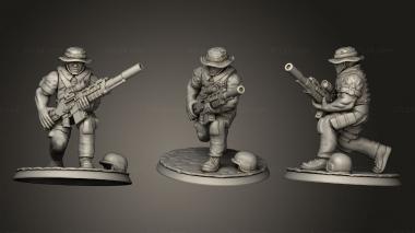 Military figurines sniper man crouched fixed 3d model