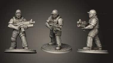 Military figurines soldier 2 stood fixed 3d model