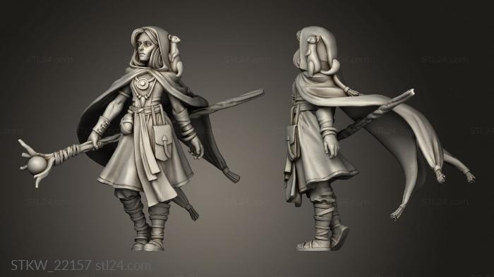 Military figurines (TITANS Human Female Druid, STKW_22157) 3D models for cnc