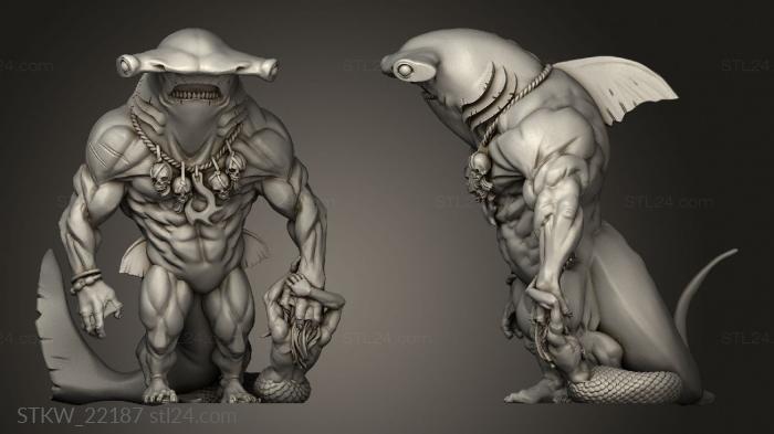 Military figurines (Titans Merfolks Sharkman, STKW_22187) 3D models for cnc