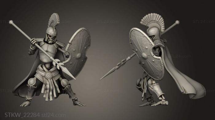 Military figurines (Zombie Skeleton Warrior Spear Shield, STKW_22284) 3D models for cnc