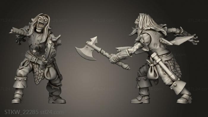 Military figurines (Zombie Warrior Attacking, STKW_22285) 3D models for cnc