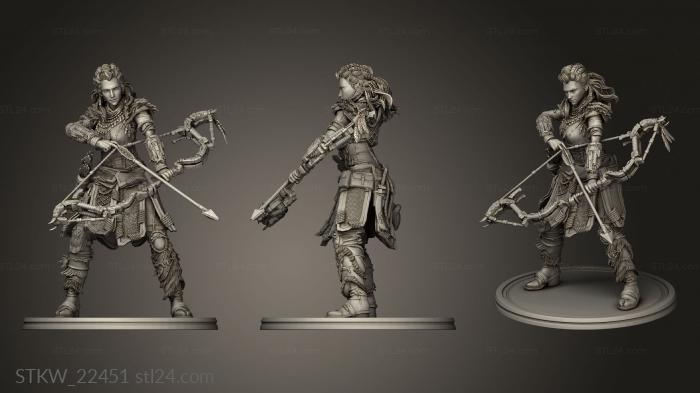 Military figurines (Tribal Warrior Bow One, STKW_22451) 3D models for cnc