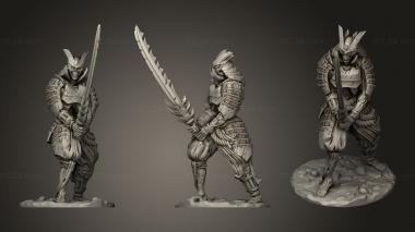 Military figurines Undead Samurai base 3d model