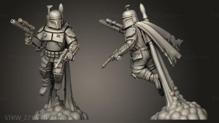 Military figurines (Bounty Hunter flying, STKW_27169) 3D models for cnc