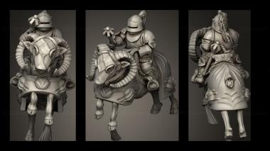Military figurines Dwarf Ram cavalry falchion 3d model
