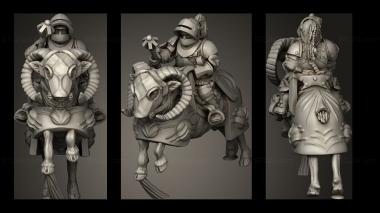 Military figurines Dwarf Ram cavalry falchion 3d model
