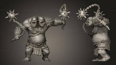 Military figurines Ettin Tribe Flail Warrior 3d model