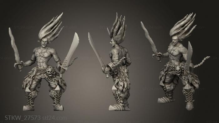 Military figurines (Fire Genasi Dual Sword, STKW_27573) 3D models for cnc