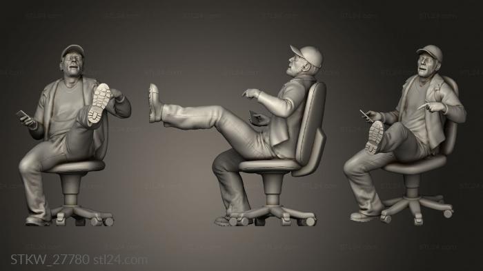 Military figurines (Sit Man, STKW_27780) 3D models for cnc