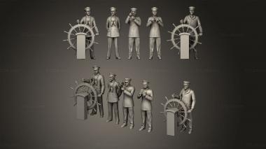 Military figurines Captain and Officers Sailing Ship 3d model