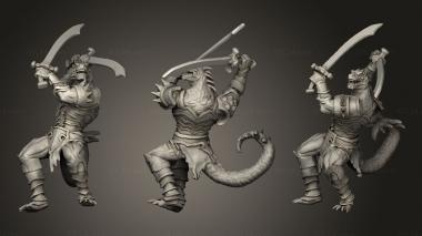 Military figurines Lizardfolk Warrior Dual Sword 3d model