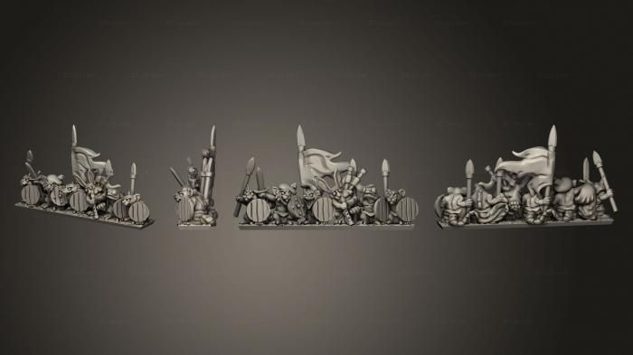 Military figurines (Army Vermen Spears Warmaster Strip 1, STKW_2800) 3D models for cnc