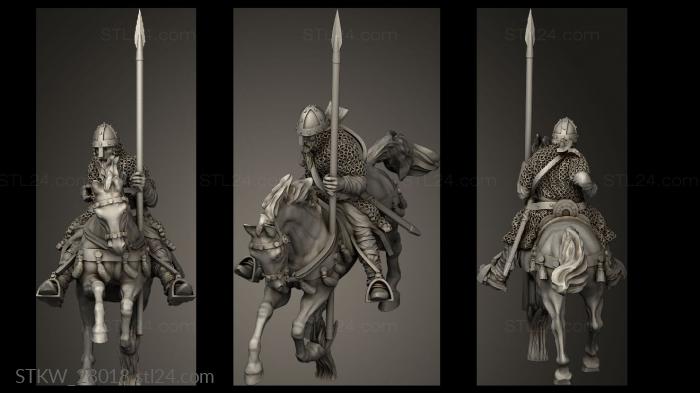 Military figurines (Spanish Couched Knights Charge Horse, STKW_28018) 3D models for cnc