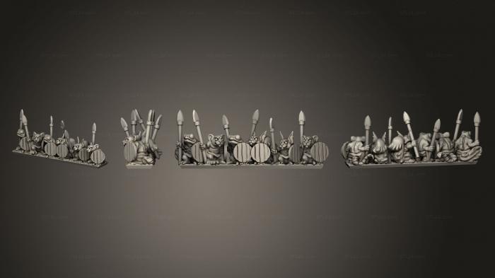Military figurines (Army Vermen Spears Warmaster Strip 3, STKW_2802) 3D models for cnc