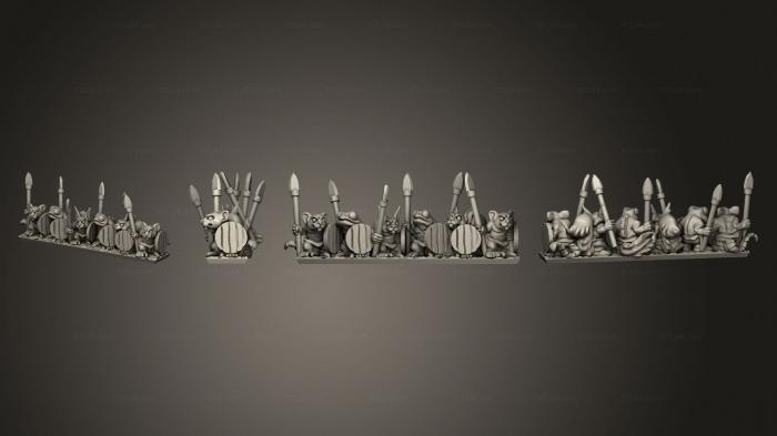 Military figurines (Army Vermen Spears Warmaster Strip 4, STKW_2803) 3D models for cnc