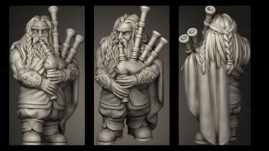 Military figurines DWARF PIPER BASE 3d model