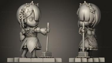 Military figurines Chibi Rem Ram from Zero 3d model