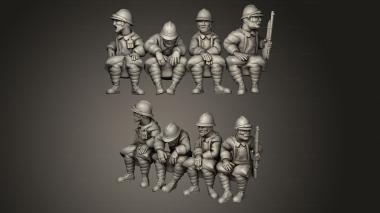 Military figurines Citroen French Transport Passengers soldats 3d model